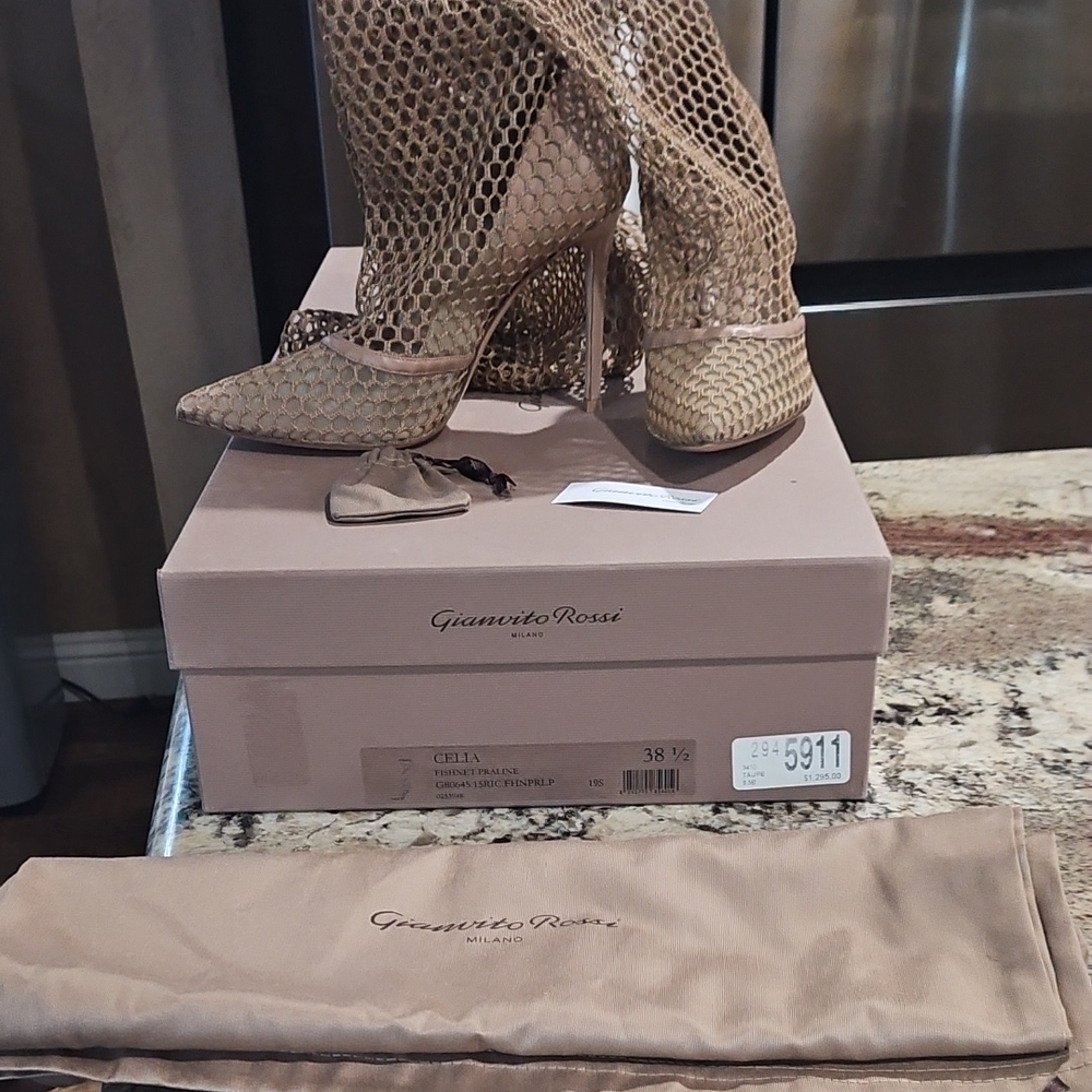 Gianvito Rossi Beige Mesh Stiletto Heels